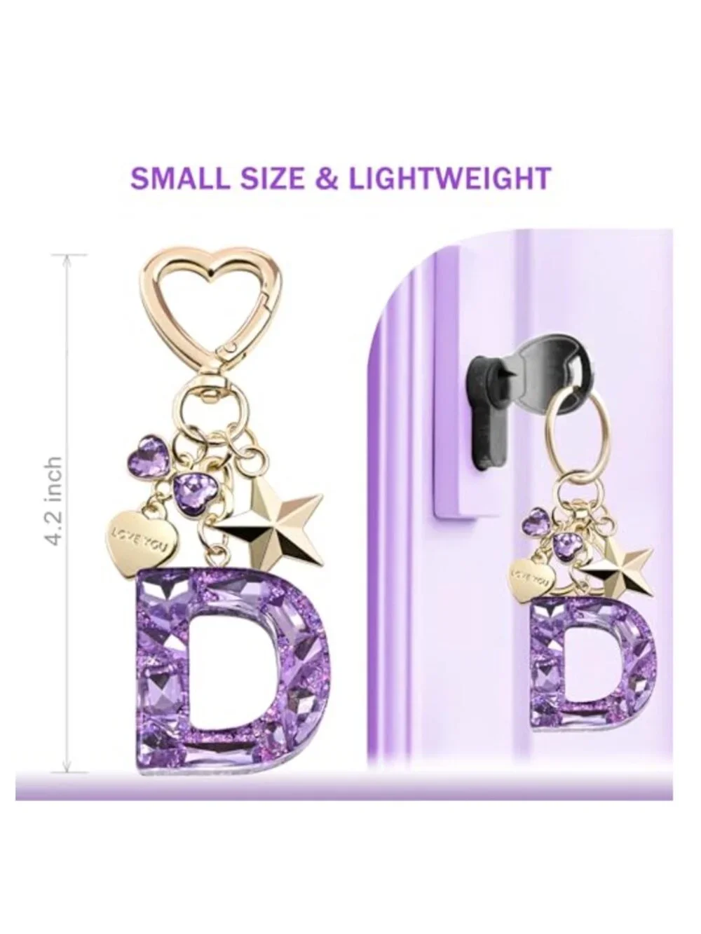 Rhinestone Butterfly Initial Letter Keychain for Women, Sparkly Bag Charm Gift